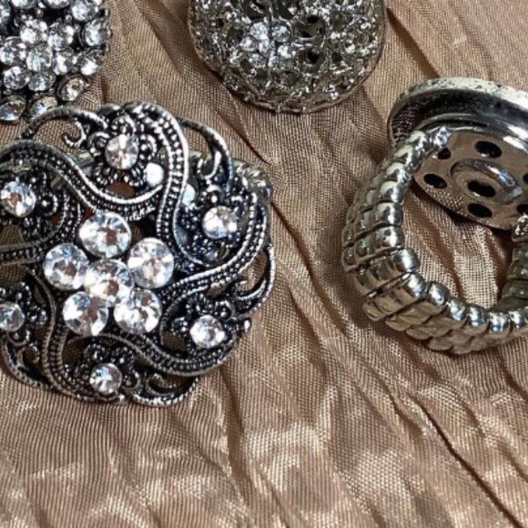 BUNDLE (10) Vintage Style Button Rings Friendship Bridesmaid Gifts Shabby Chic - Picture 3 of 9